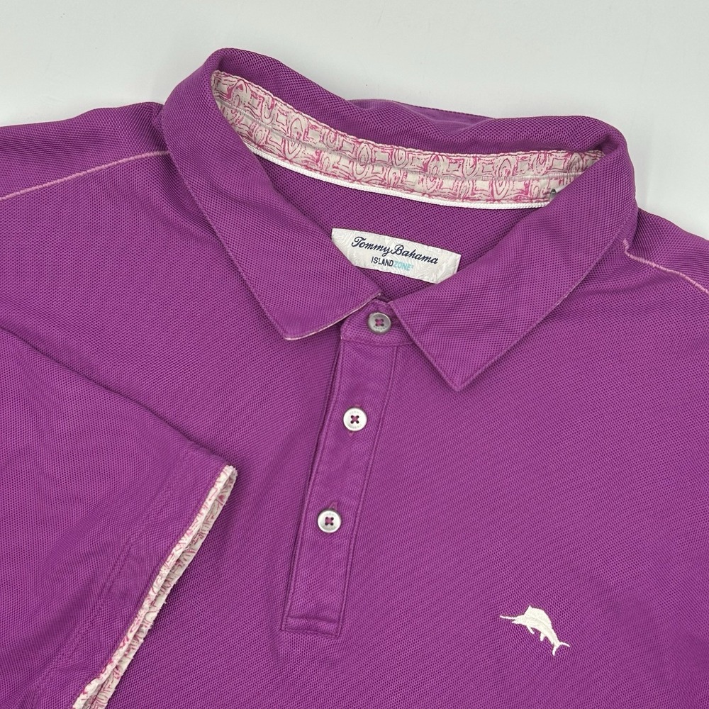 Tommy Bahama Island Zone Mens‎ 3XL Purple Short Sleeve Polo White Marlin Logo
